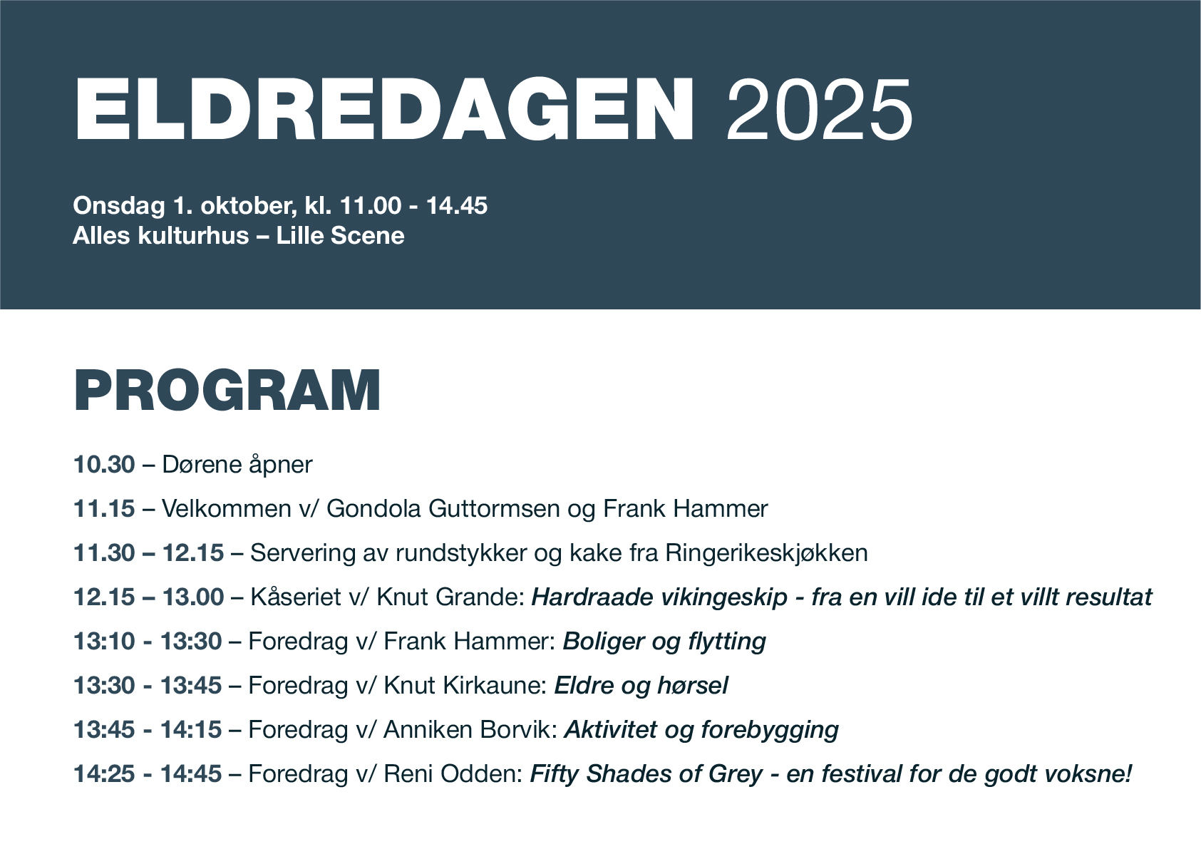 Bildet viser programmet for dagen