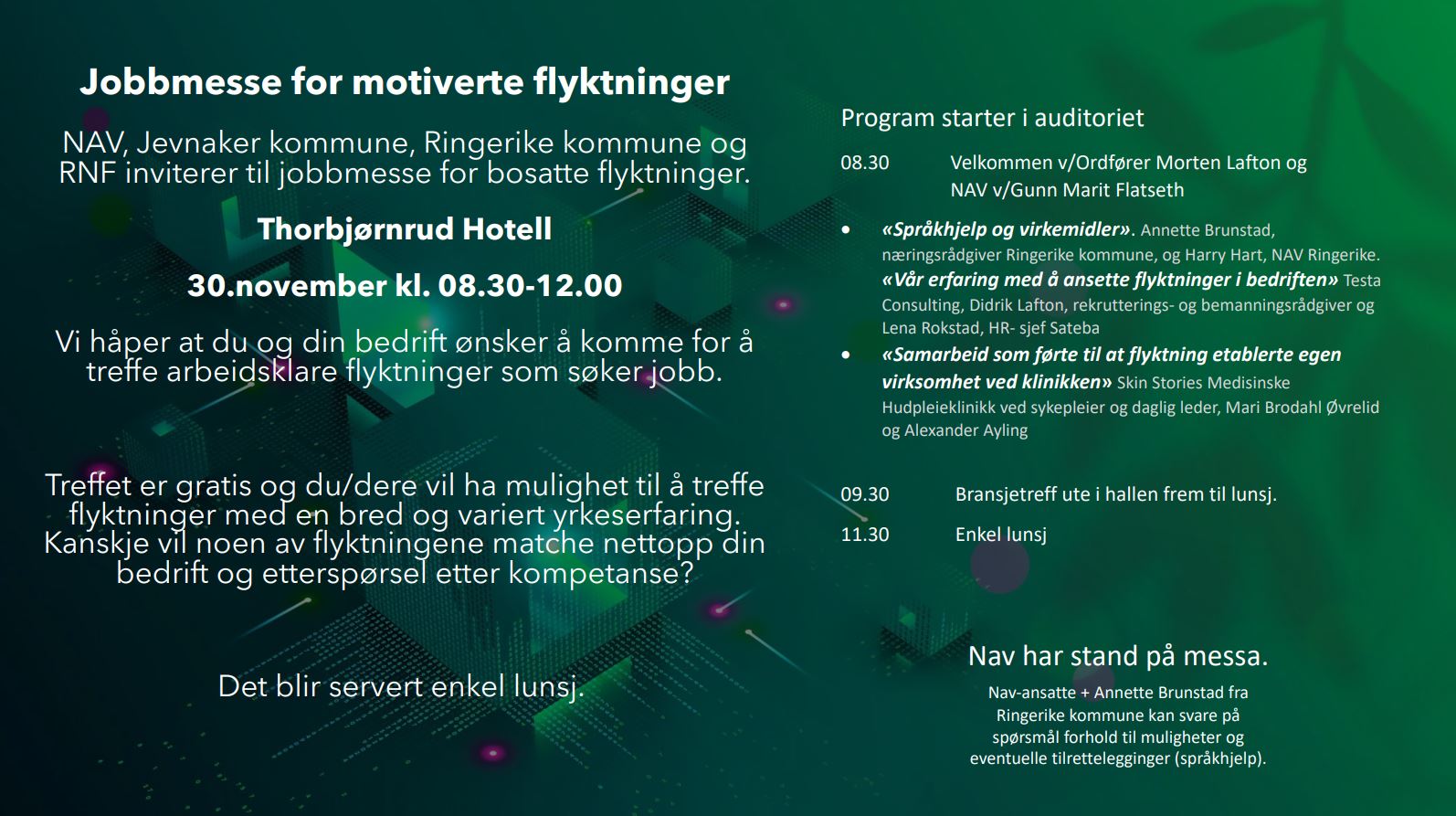 Bildet viser en plakat med tekst om jobbmessen.